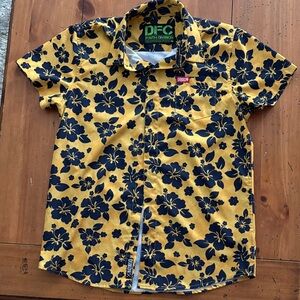 DIXXON Yellow and Navy Floral Kids Button Down Shirt